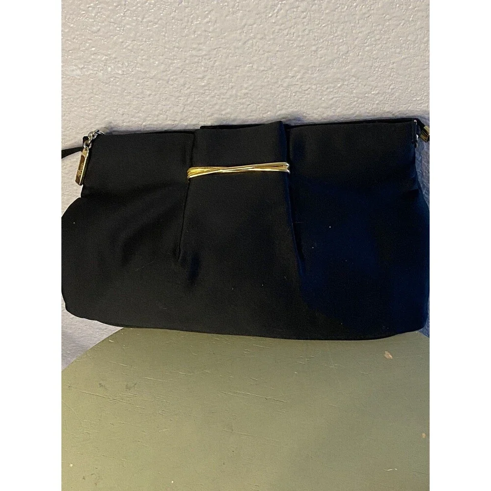 RODO ITALY Black Satin Purse Handbag Clutch/Crossbody EUC Vintage